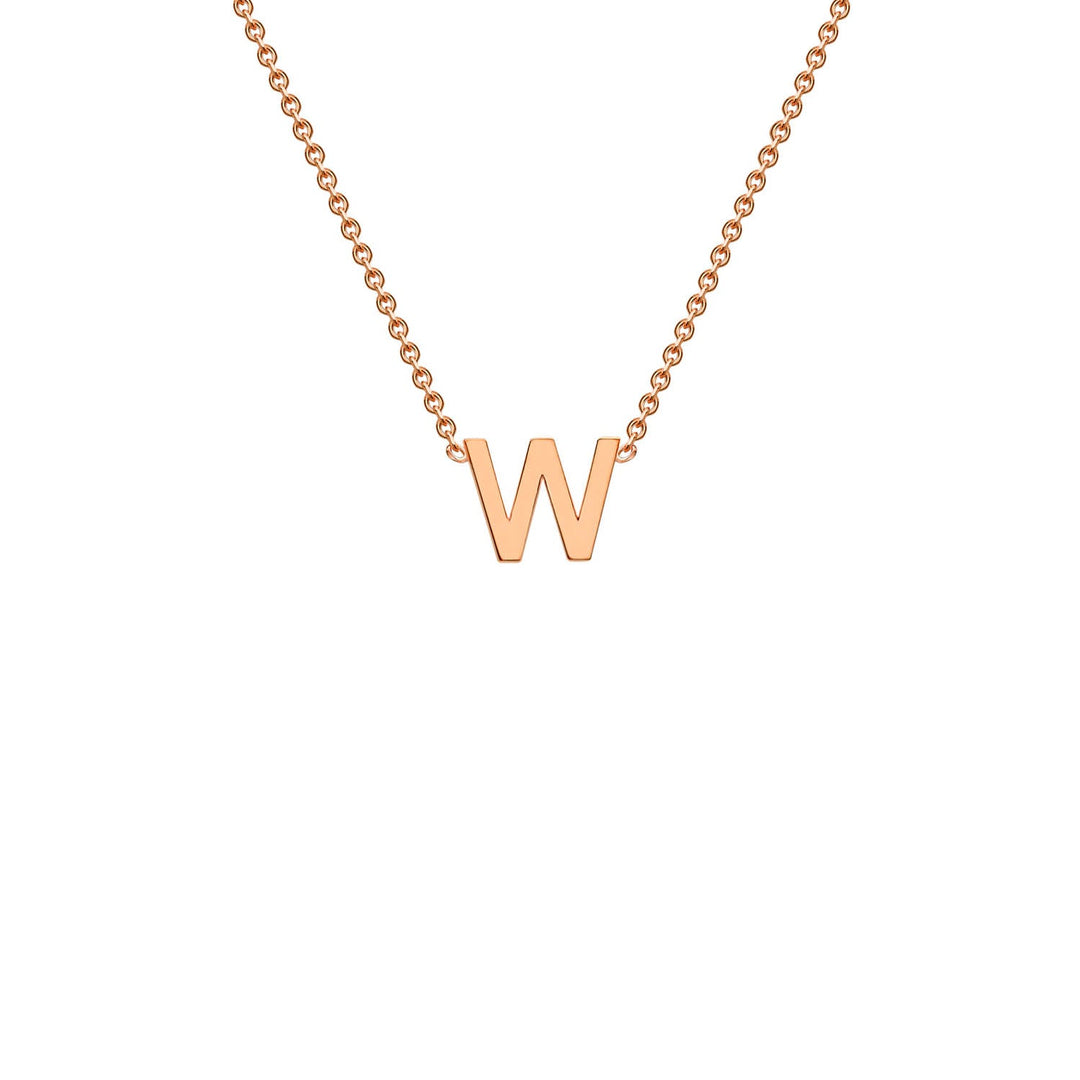 9K Rose Gold 'W' Initial Adjustable Letter Necklace 38/43cm