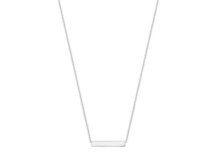 9K White Gold Solid Horizontal Bar Necklace 41+2cm