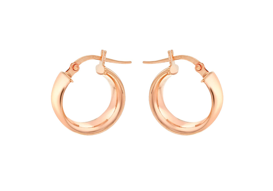 9K Rose Gold 6mm Band 14mm Creole Earrings