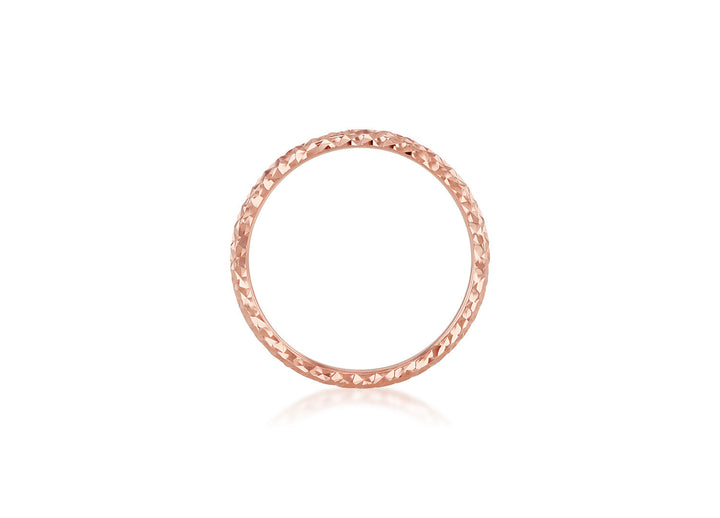 9K Rose Gold Solid Diamond-Cut Stacker Ring