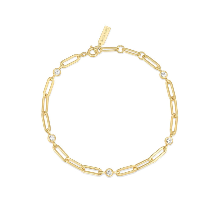 Ania Haie Gold Bezel Station Paper Clip Chain Bracelet