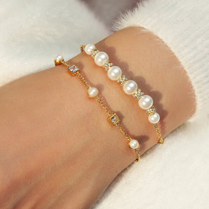 Ania Haie Gold Sparkling Braided Shell Pearl Bracelet