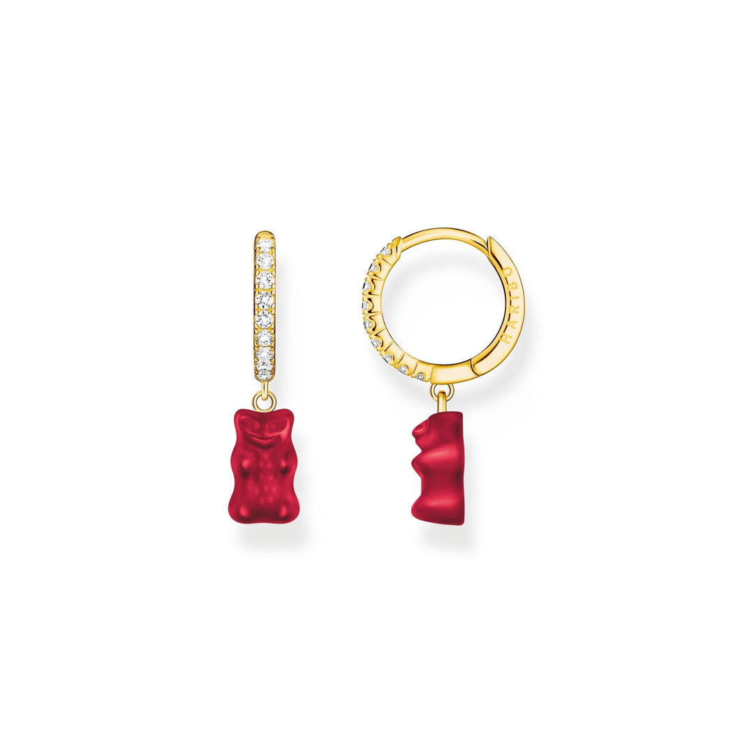 THOMAS SABO Single hoop earring with red goldbears & zirconia