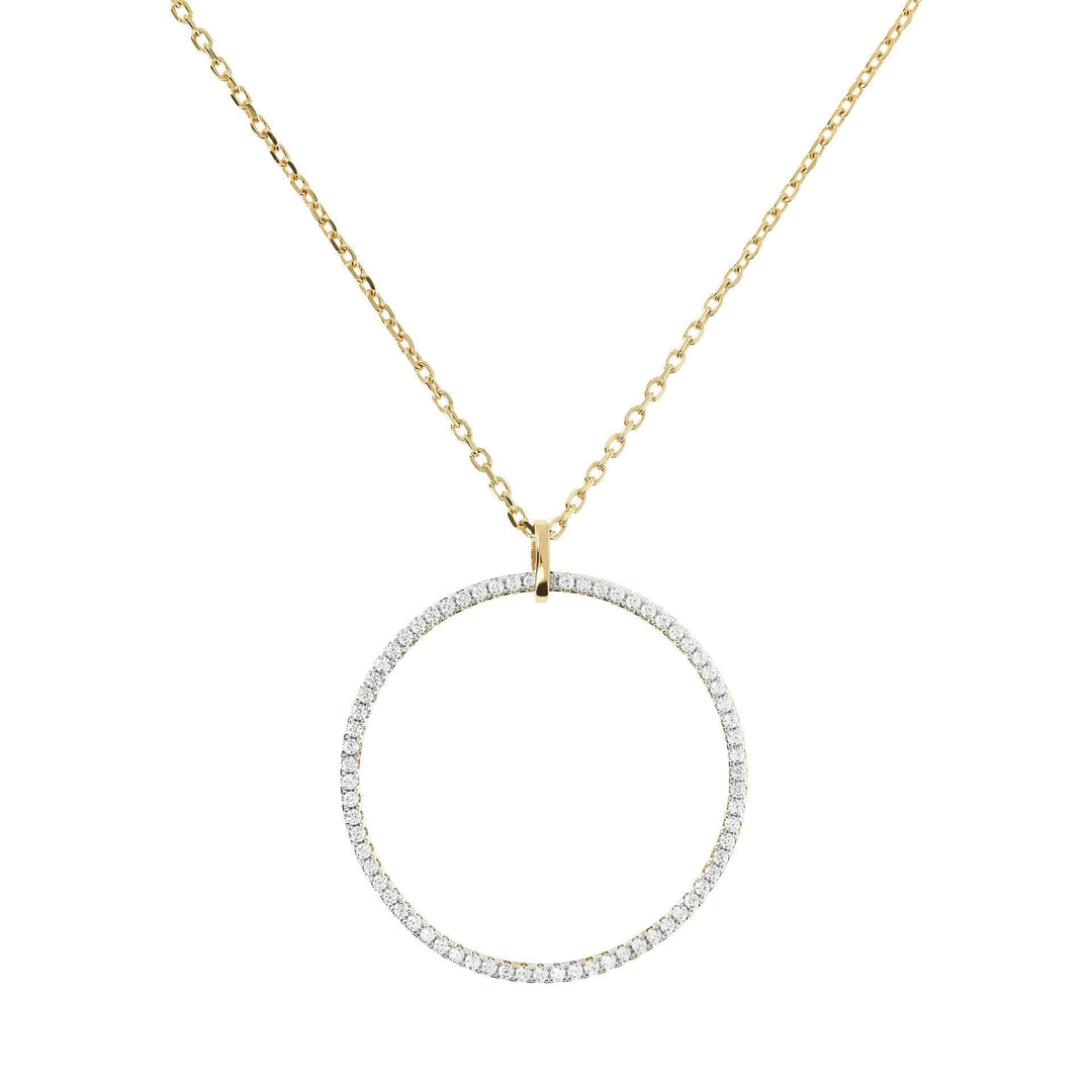 Bronzallure Pave Open Circle Pendant Golden Necklace