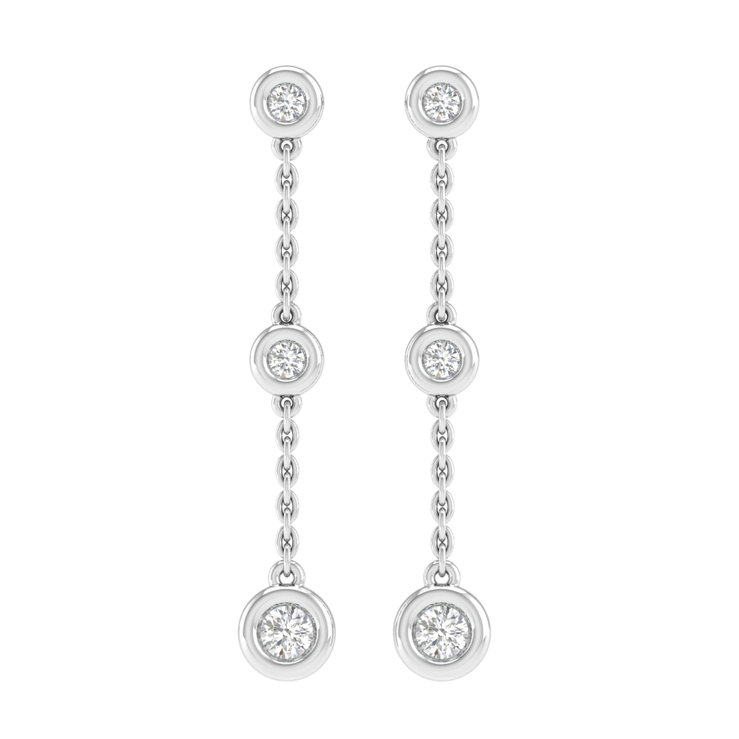 Diamond Chain Earrings with 0.25ct Diamonds in 9K White Gold
