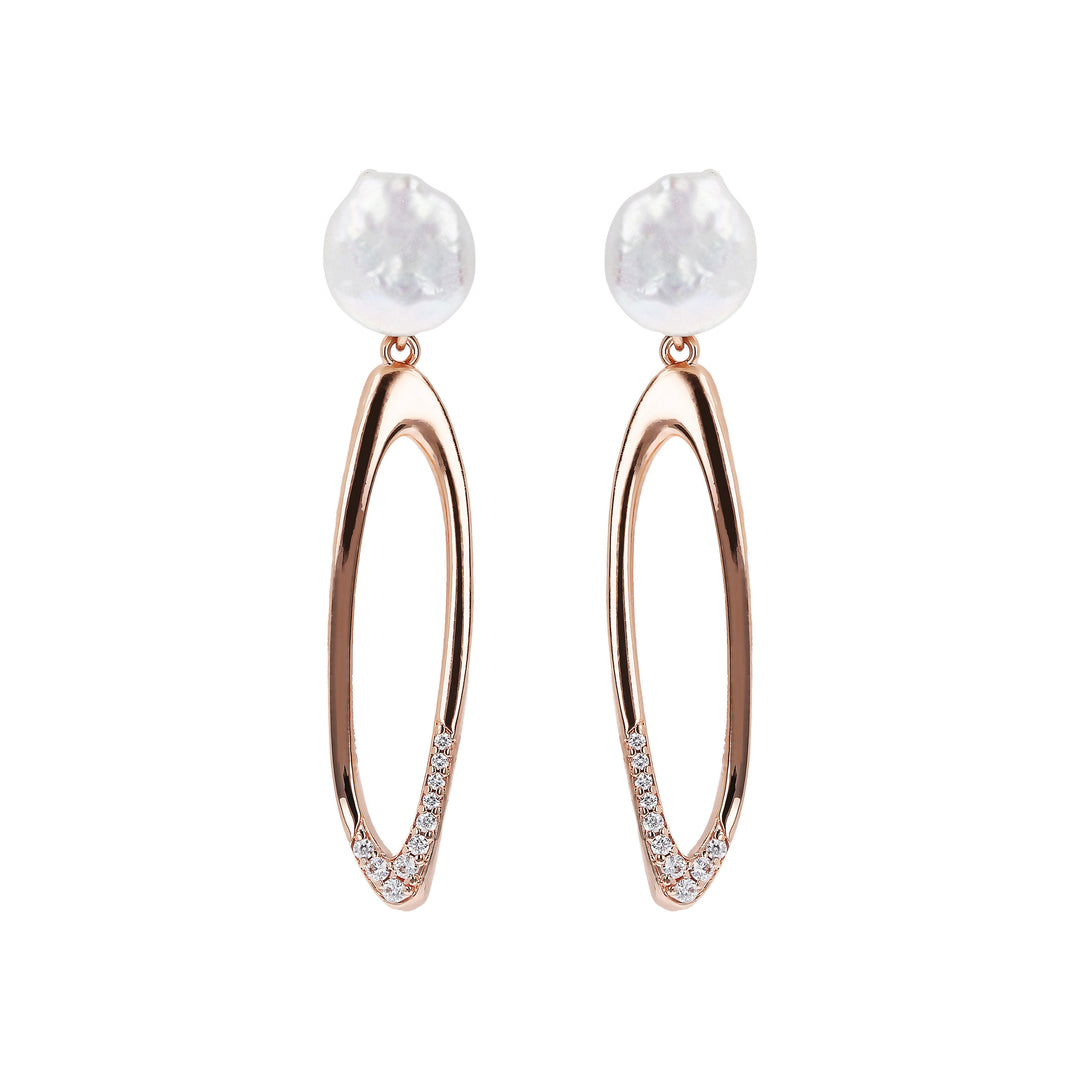 Bronzallure Hoop Earrings with Coin Pearls