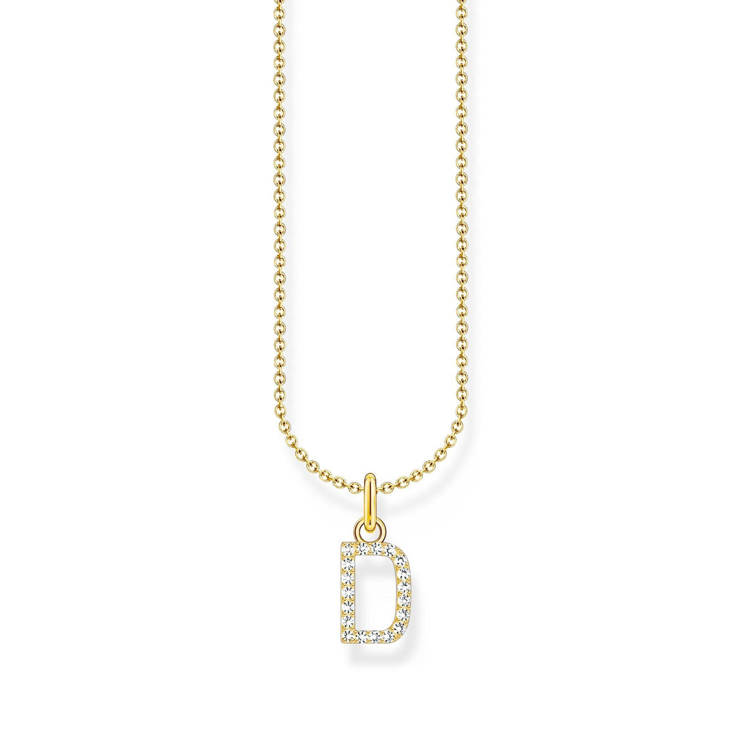 THOMAS SABO Necklace with letter pendant D and white zirconia - gold
