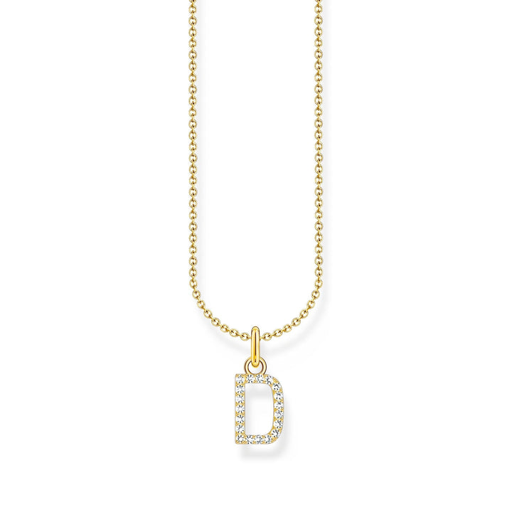 THOMAS SABO Necklace with letter pendant D and white zirconia - gold