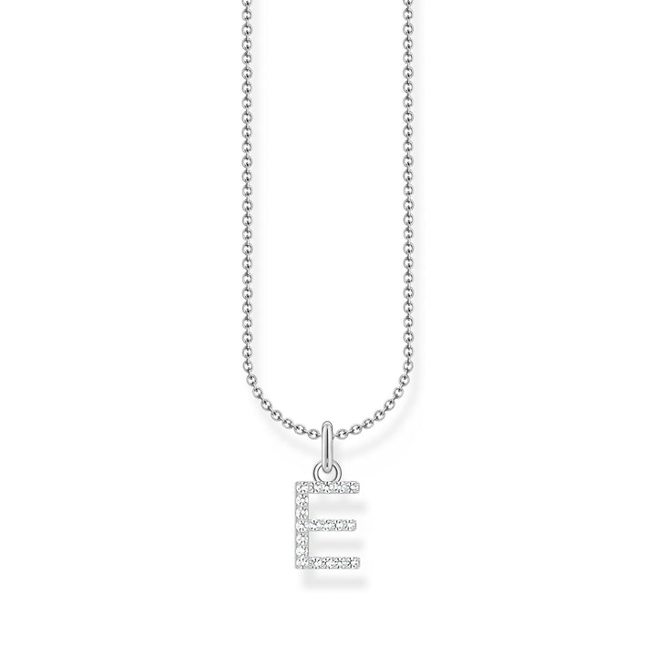THOMAS SABO Necklace with letter pendant E and white zirconia - silver