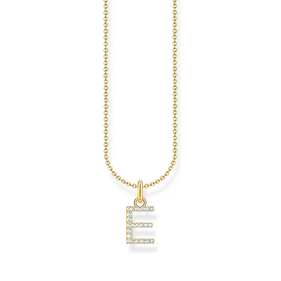 THOMAS SABO Necklace with letter pendant E and white zirconia - gold