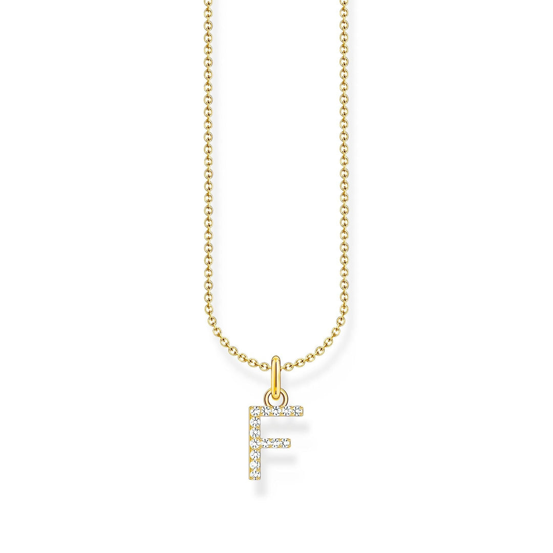 THOMAS SABO Necklace with letter pendant F and white zirconia - gold