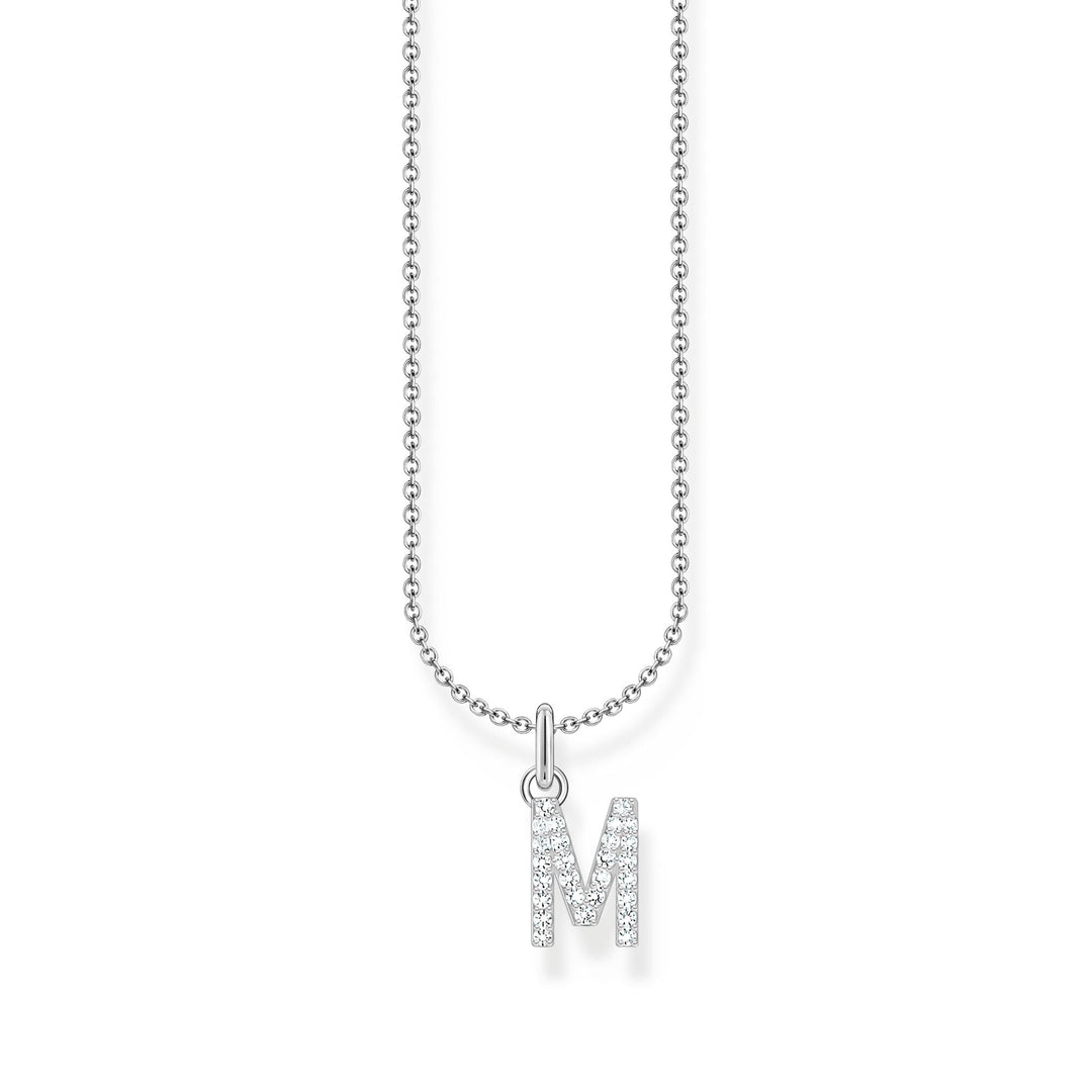 THOMAS SABO Necklace with letter pendant M and white zirconia - silver