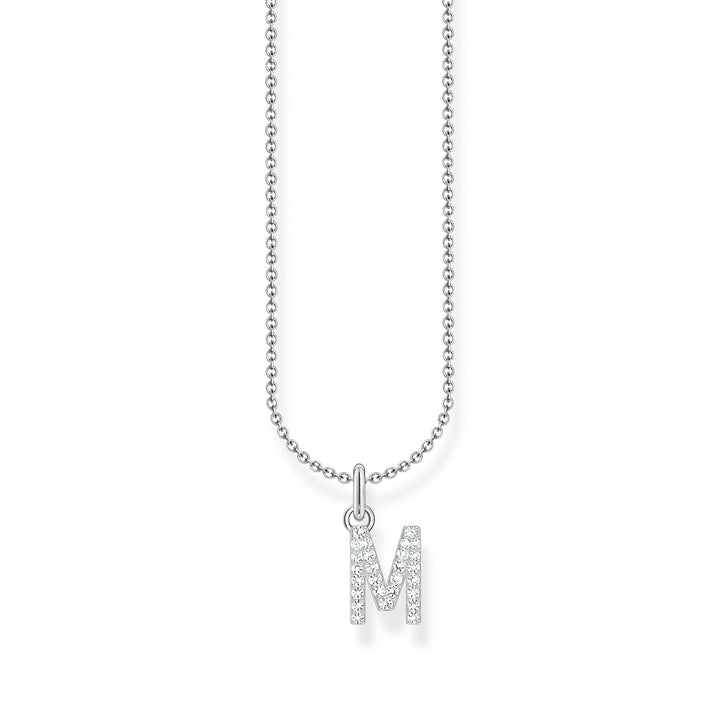 THOMAS SABO Necklace with letter pendant M and white zirconia - silver
