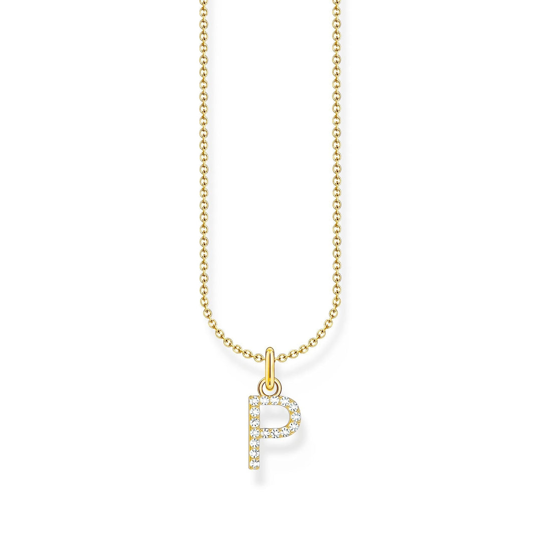 THOMAS SABO Necklace with letter pendant P and white zirconia - gold