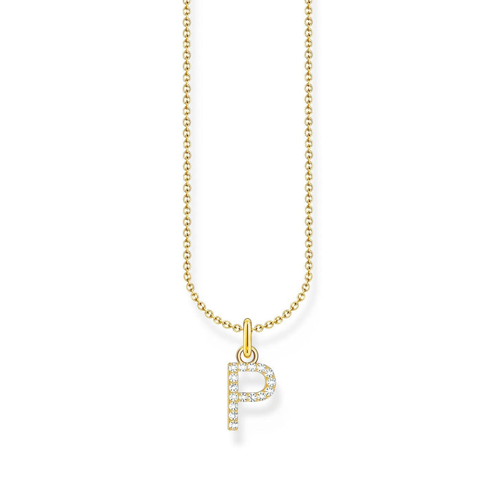 THOMAS SABO Necklace with letter pendant P and white zirconia - gold