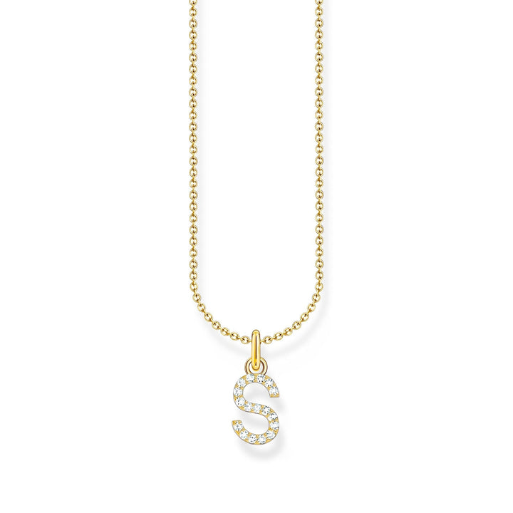 THOMAS SABO Necklace with letter pendant S and white zirconia - gold