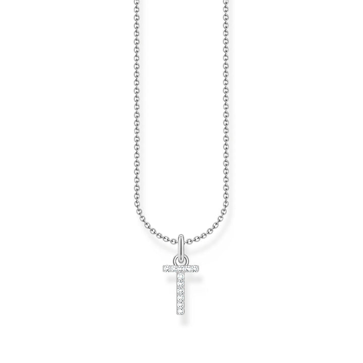 THOMAS SABO Necklace with letter pendant T and white zirconia - silver