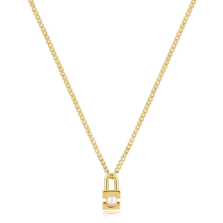 Ania Haie Gold Pearl Padlock Necklace