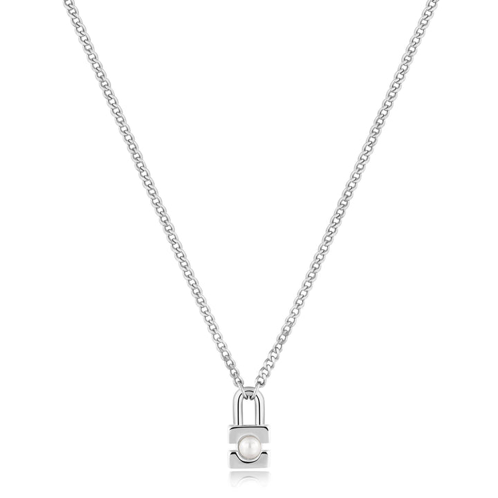 Ania Haie Silver Pearl Padlock Necklace