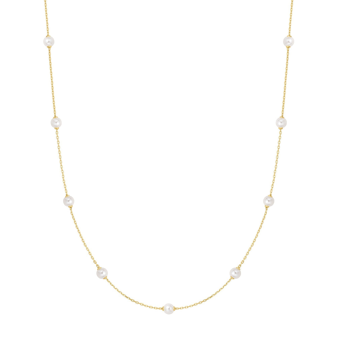 Ania Haie Gold Shell Pearl Station Chain Necklace