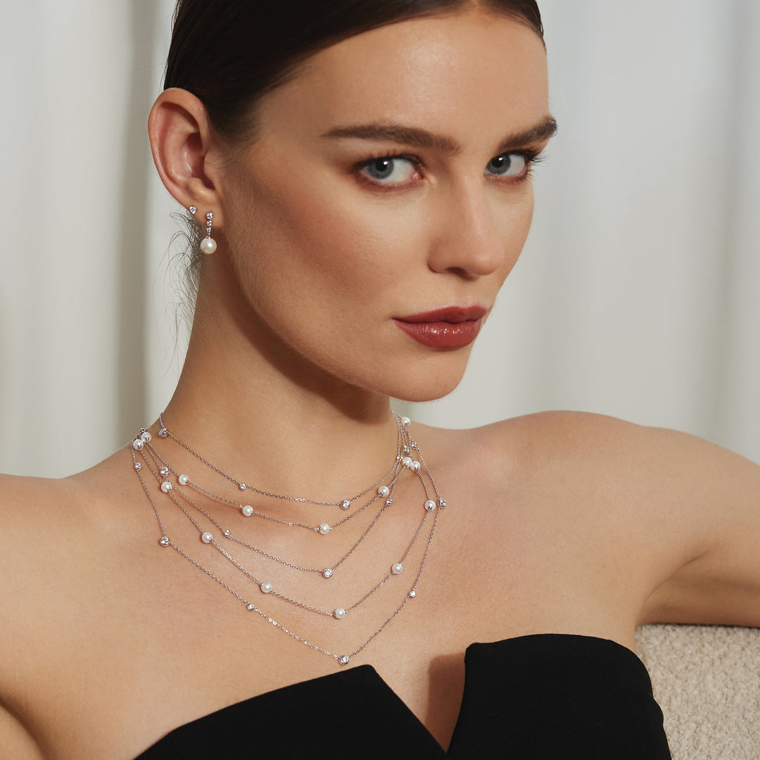 Ania Haie Silver Shell Pearl Station Chain Necklace