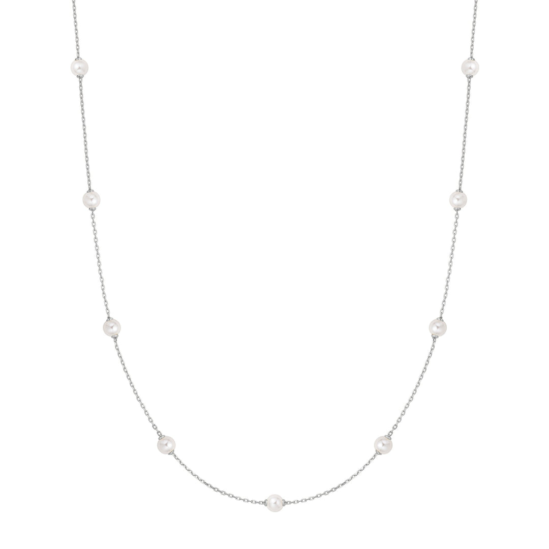 Ania Haie Silver Shell Pearl Station Chain Necklace