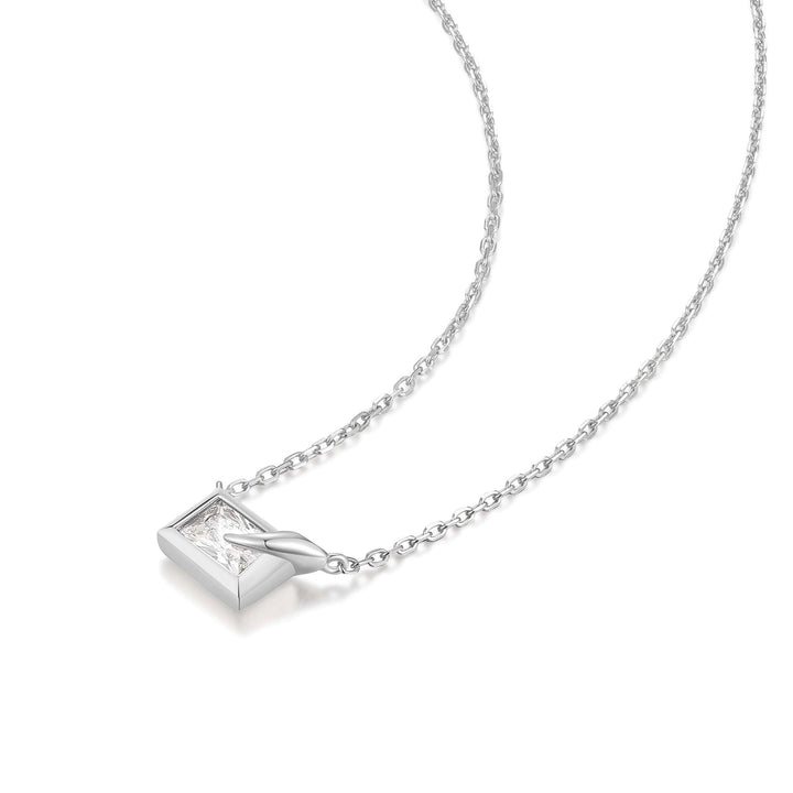 Ania Haie Silver Sparkling Bezel-Set Cube Necklace