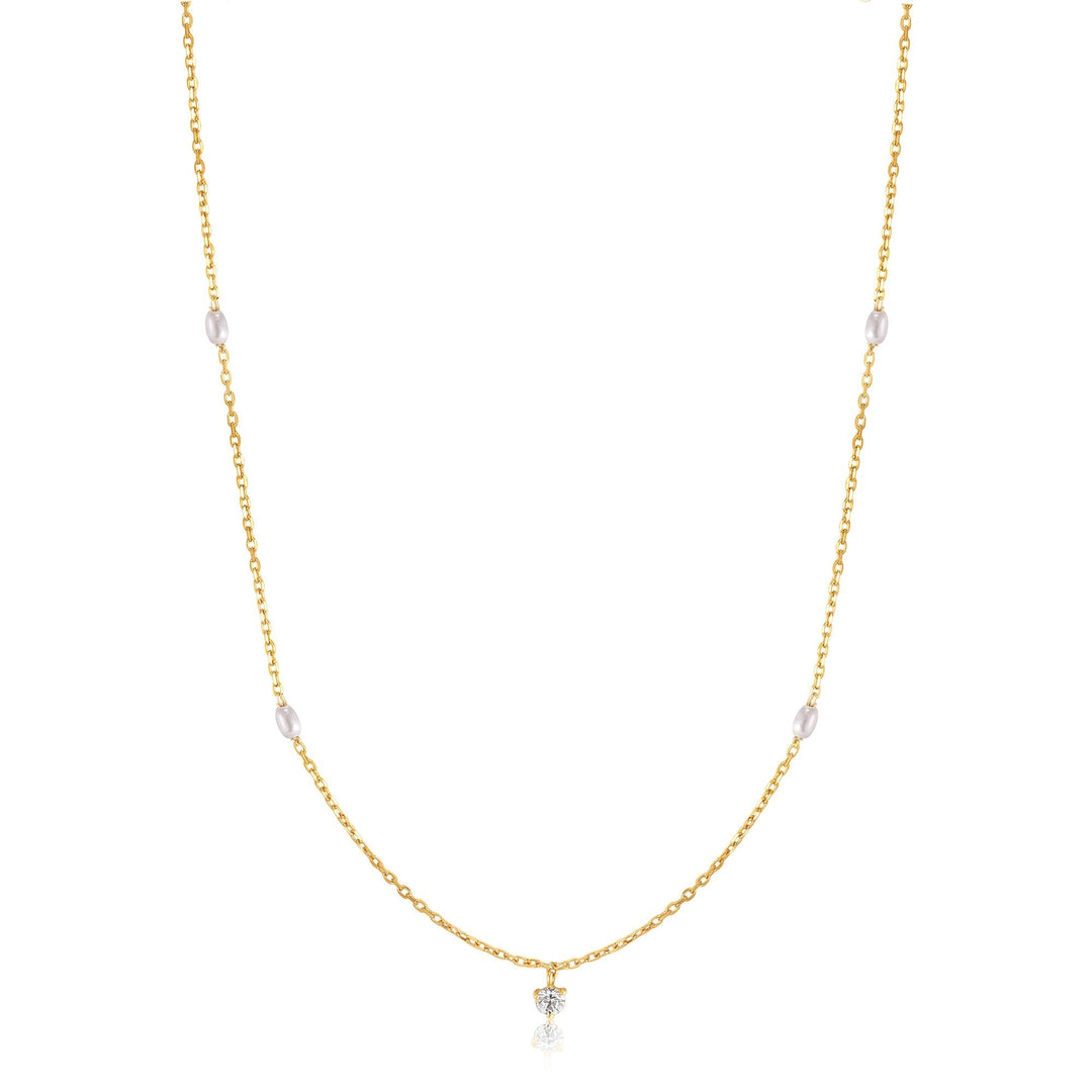 Ania Haie 14kt Gold Pearl and White Sapphire Necklace