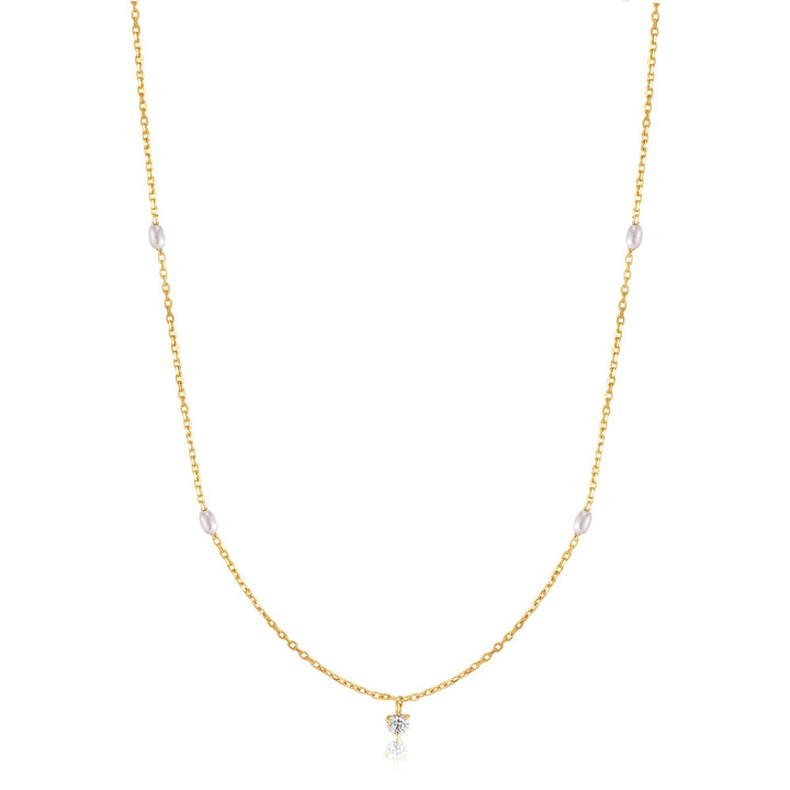 Ania Haie 14kt Gold Pearl and White Sapphire Necklace