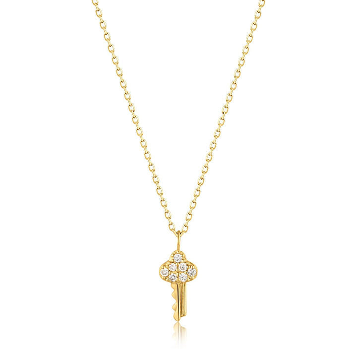 Ania Haie 14kt Gold Natural Diamond Key Necklace