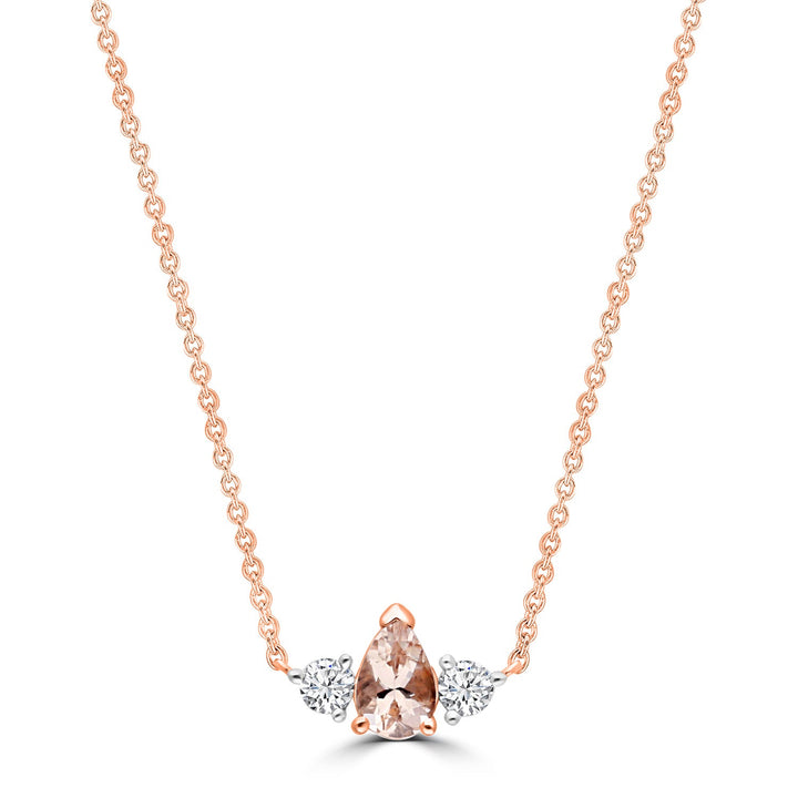 0.16ct HI I1 Diamond & Morganite Necklace 45cm in 9K Rose Gold