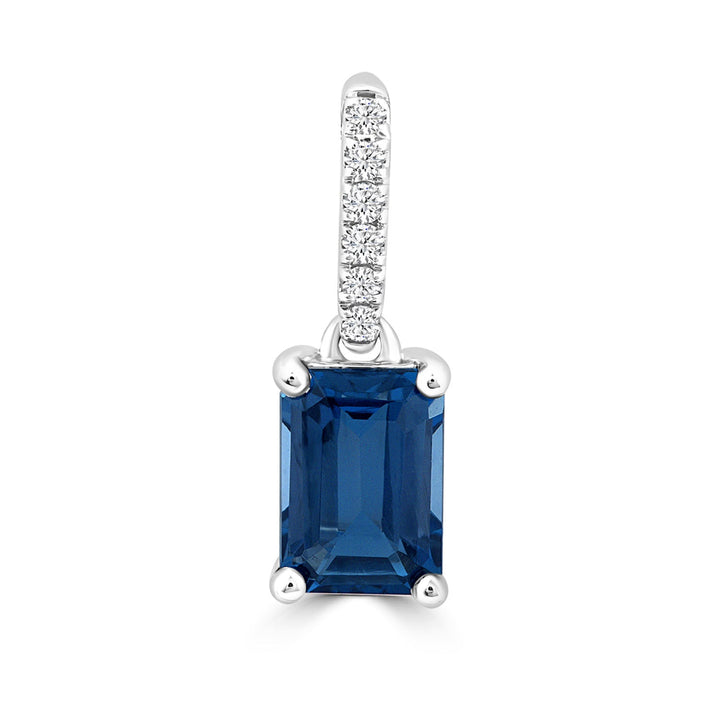 0.04ct HI I1 Diamond & Blue Topaz Pendant in 9K White Gold