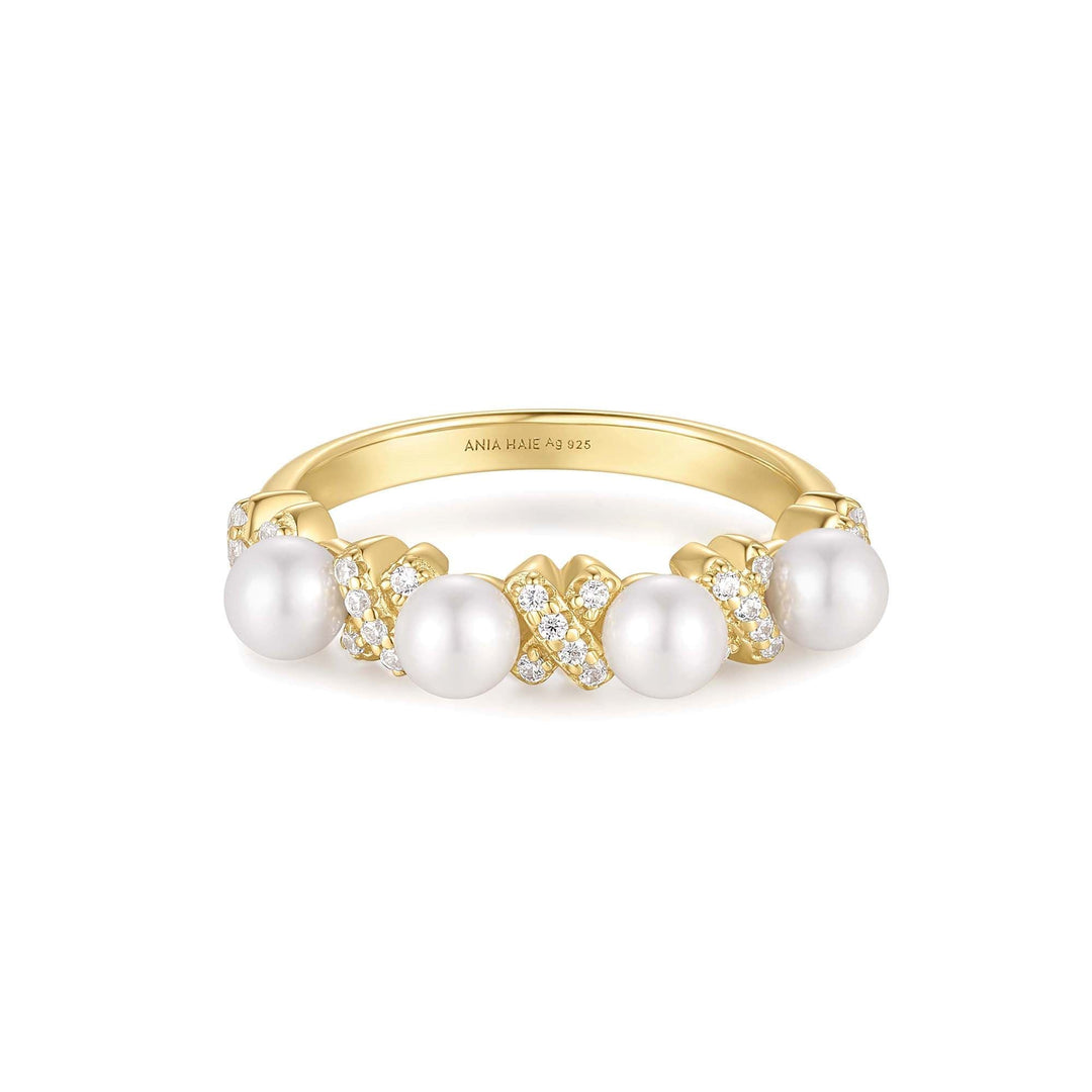 Ania Haie Gold Sparkling Braided Shell Pearl Ring