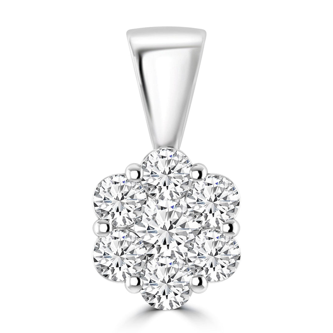 Cluster Diamond Pendant with 0.33ct Diamonds in 9K White Gold - RJ9WPCLUS33GH