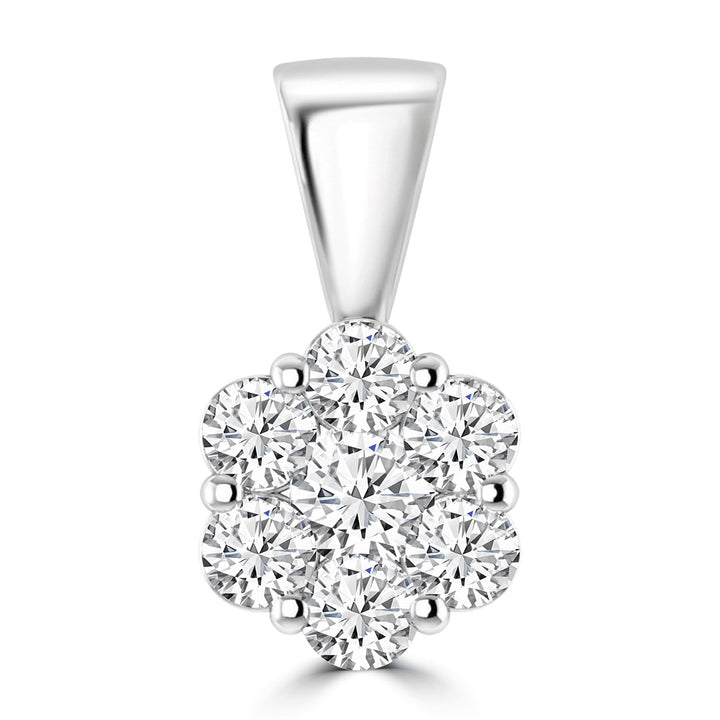 Cluster Diamond Pendant with 0.33ct Diamonds in 9K White Gold - RJ9WPCLUS33GH