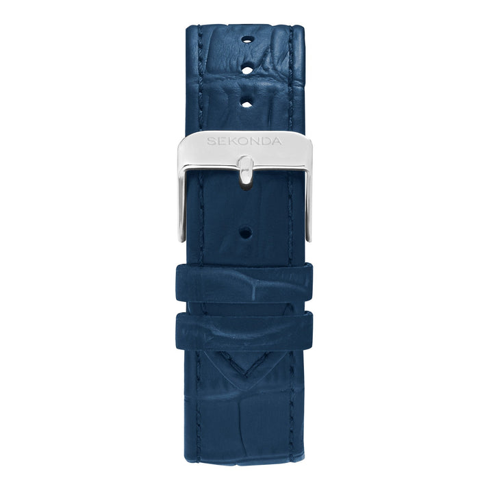 Sekonda Mens Clement Guilloche Dial Blue Leather 28x37mm Watch