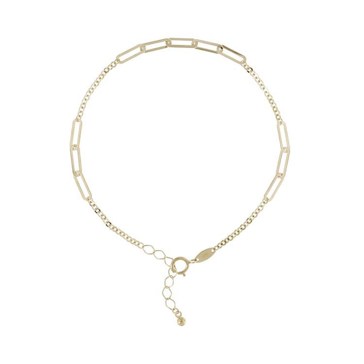 9K Yellow Gold Alternate Flat Link Bracelet 16+2cm